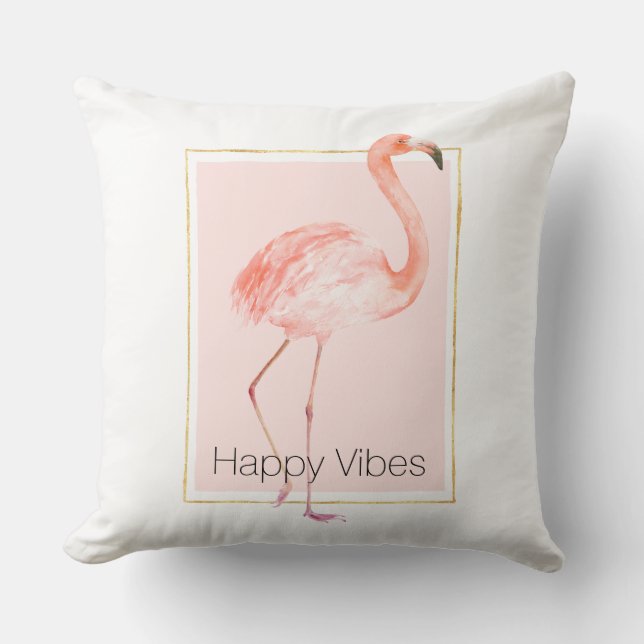 Happy Pink Flamingo Kissen (Vorderseite)