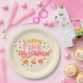 Happy Pink Halloween Paper Plate Pappteller (Party)