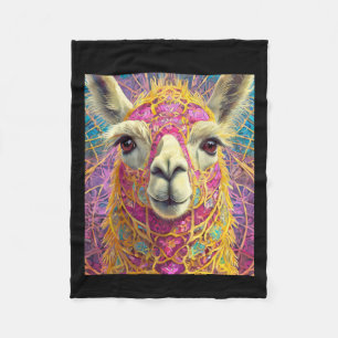 Happy Pink Lama Alpaca Sticker Fleecedecke