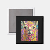 Happy Pink Lama Alpaca Sticker Magnet (Vorderseite/Rückseite)