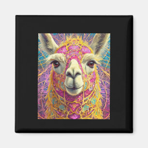 Happy Pink Lama Alpaca Sticker Magnet