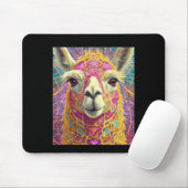 Happy Pink Lama Alpaca Sticker Mousepad (Mit Mouse)