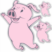 Happy Pink Pig Jumping Thunder_Cove Aufkleber (Vorderseite)