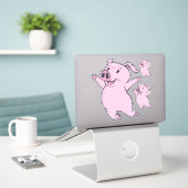 Happy Pink Pig Jumping Thunder_Cove Aufkleber (Laptop auf Schreibtisch)