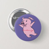 Happy Pink Pig Jumping Thunder_Cove Button (Vorne & Hinten)