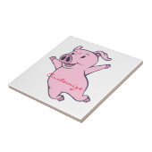 Happy Pink Pig Jumping Thunder_Cove Fliese (Seite)