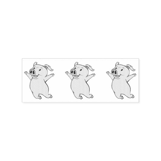 Happy Pink Pig Jumping Thunder_Cove Gummistempel (Prägung)