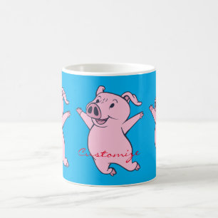 Happy Pink Pig Jumping Thunder_Cove Kaffeetasse
