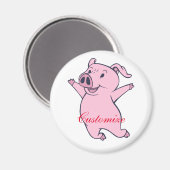 Happy Pink Pig Jumping Thunder_Cove Magnet (Vorderseite/Rückseite)