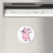 Happy Pink Pig Jumping Thunder_Cove Magnet (In Situ (Geschirrspüler))