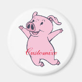 Happy Pink Pig Jumping Thunder_Cove Magnet (Vorne)
