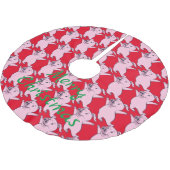 Happy Pink Pig Jumping Thunder_Cove Polyester Weihnachtsbaumdecke (Schrägansicht)