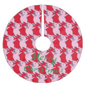 Happy Pink Pig Jumping Thunder_Cove Polyester Weihnachtsbaumdecke (Vorderseite)