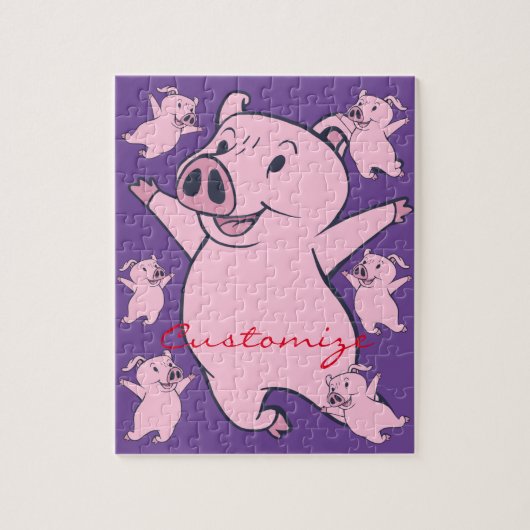Happy Pink Pig Jumping Thunder_Cove Puzzle (Vertikal)