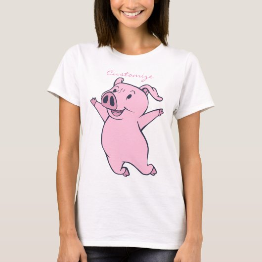 Happy Pink Pig Jumping Thunder_Cove T-Shirt (Vorderseite)