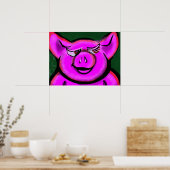 Happy Pink Pig Poster (Küche)