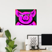 Happy Pink Pig Poster (Heimbüro)