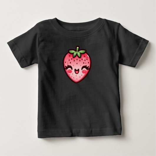 Happy Pink Strawberry Baby T-shirt (Vorderseite)