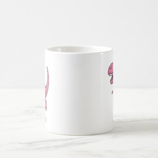 Happy Pink T-Rex Dino mit Kindername Kaffeetasse (Mittel)