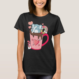 Happy Pink Valentinstag Elefant im Kaffee C T-Shirt