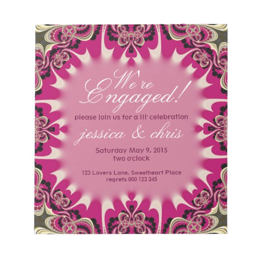 Happy Pink Verlobung Budget Einladung Notizblock (Vorderseite)