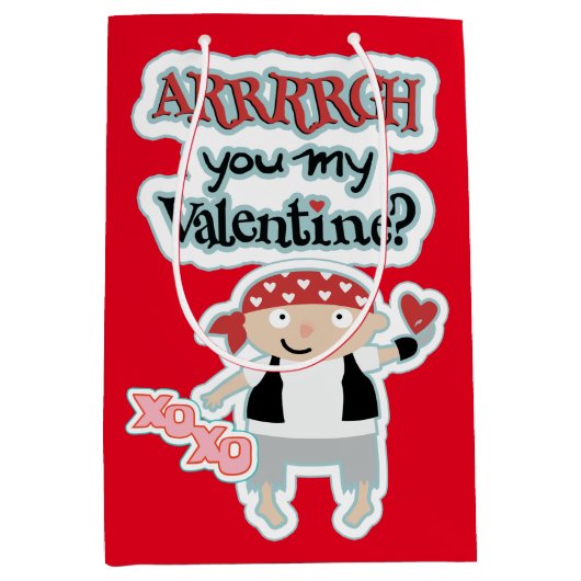 Happy Pirate Valentine Mittlere Geschenktüte (Vorderseite)