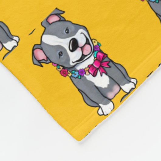 Happy Pit Bull Fleece Blanket (Ecke)
