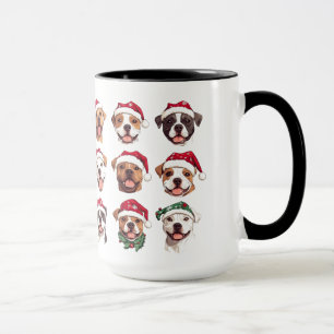 Happy Pit Bull Hunde in Christmas Hats Tasse