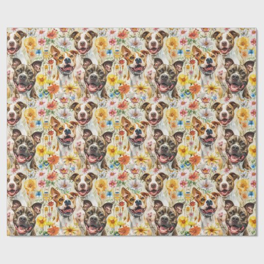 Happy Pitbull Hunde, Pit Bulls Geschenkpapier (Flach)