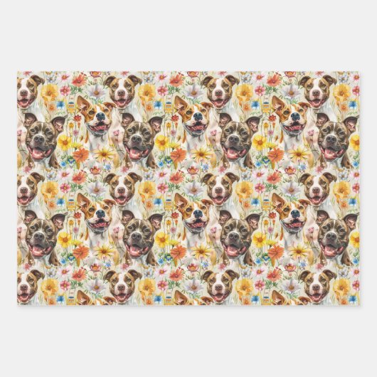 Happy Pitbull Hunde, Pit Bulls Geschenkpapier Set (Vorderseite 3)