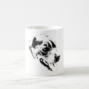 Happy Pitbull Mix Black and White Portrait Tasse
