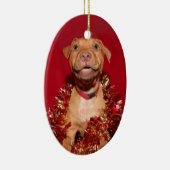 Happy Pitbulle Welpen Weihnachten Keramik Ornament (Rechts)