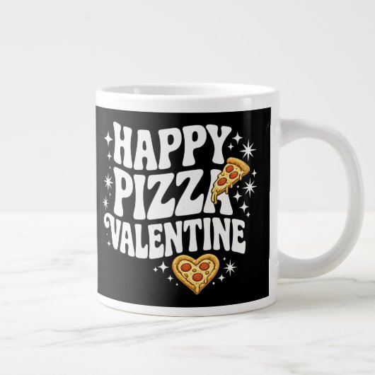 Happy Pizza Valentine Funny Pizza Love Design Jumbo-Tasse (Rechts)