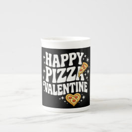 Happy Pizza Valentine Funny Pizza Love Design Porzellantasse