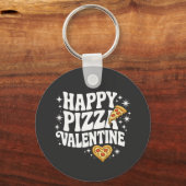 Happy Pizza Valentine Funny Pizza Love Design Schlüsselanhänger (Vorderseite)