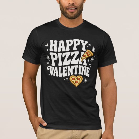 Happy Pizza Valentine Funny Pizza Love Design T-Shirt (Vorderseite)