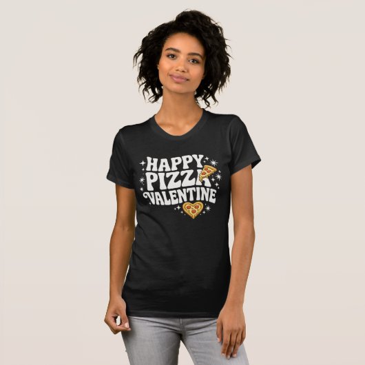 Happy Pizza Valentine Funny Pizza Love Design T-Shirt (Vorne ganz)
