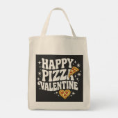 Happy Pizza Valentine Funny Pizza Love Design Tragetasche (Rückseite)