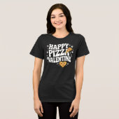 Happy Pizza Valentine Funny Pizza Love Design Tri-Blend Shirt (Vorderseite voll)