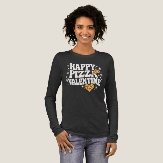 Happy Pizza Valentine Funny Pizza Love Design Tri-Blend Shirt (Volle Vorderseite)