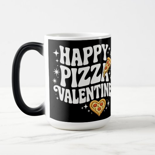 Happy Pizza Valentine Funny Pizza Love Design Verwandlungstasse (Links)