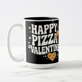 Happy Pizza Valentine Funny Pizza Love Design Zweifarbige Tasse