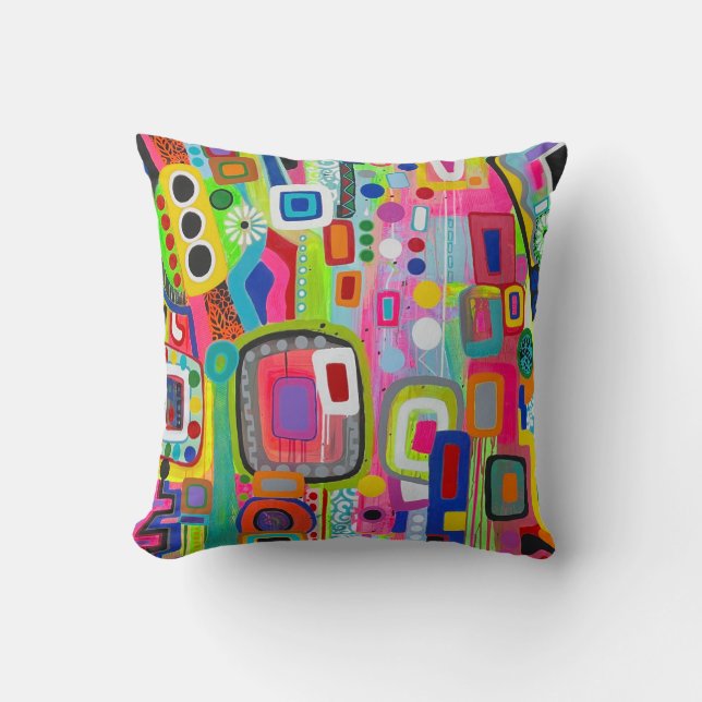 Happy Place 16 x 16 Poly Throw Kissen (Vorderseite)