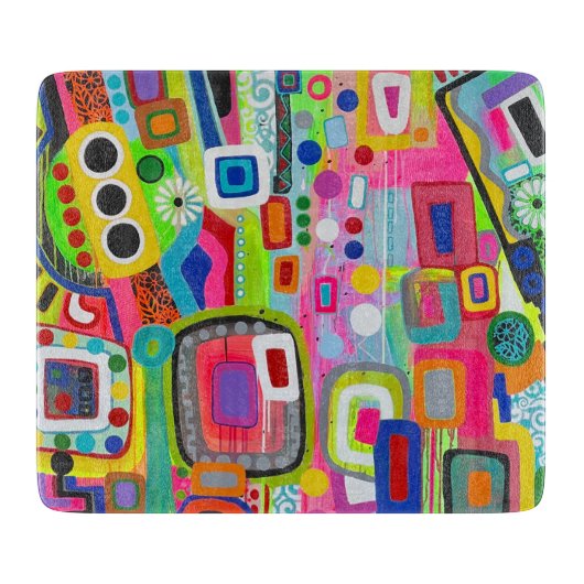 Happy Place 6 x 7 Deko Glasschneidebrett Schneidebrett (Vorderseite)