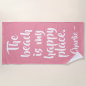 Happy Place individuelle Name Badetuch (Vorderseite)