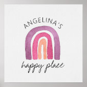 Happy Place Lila Pink Niedlich Kids Room Poster (Vorne)