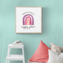 Happy Place Lila Pink Niedlich Kids Room Poster
