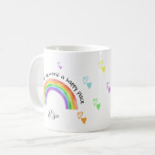 Happy Place Rainbow und farbenfrohe Herzen Kaffeetasse (Vorderseite Links)