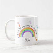Happy Place Rainbow und farbenfrohe Herzen Kaffeetasse (Links)