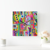Happy Place Wall Clock Quadratische Wanduhr (Zuhause)